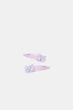 Gingham Glitter Bow Snaps  Lilac  hi-res