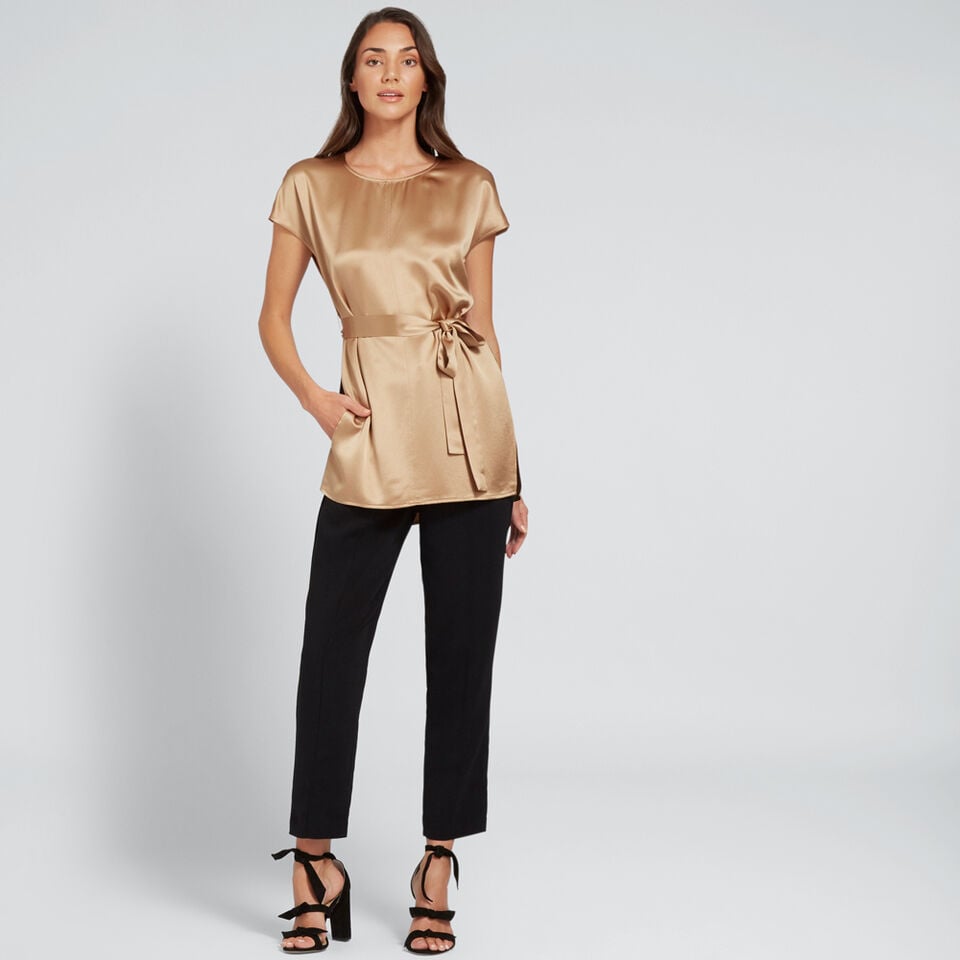 Short Sleeve Satin Blouse  