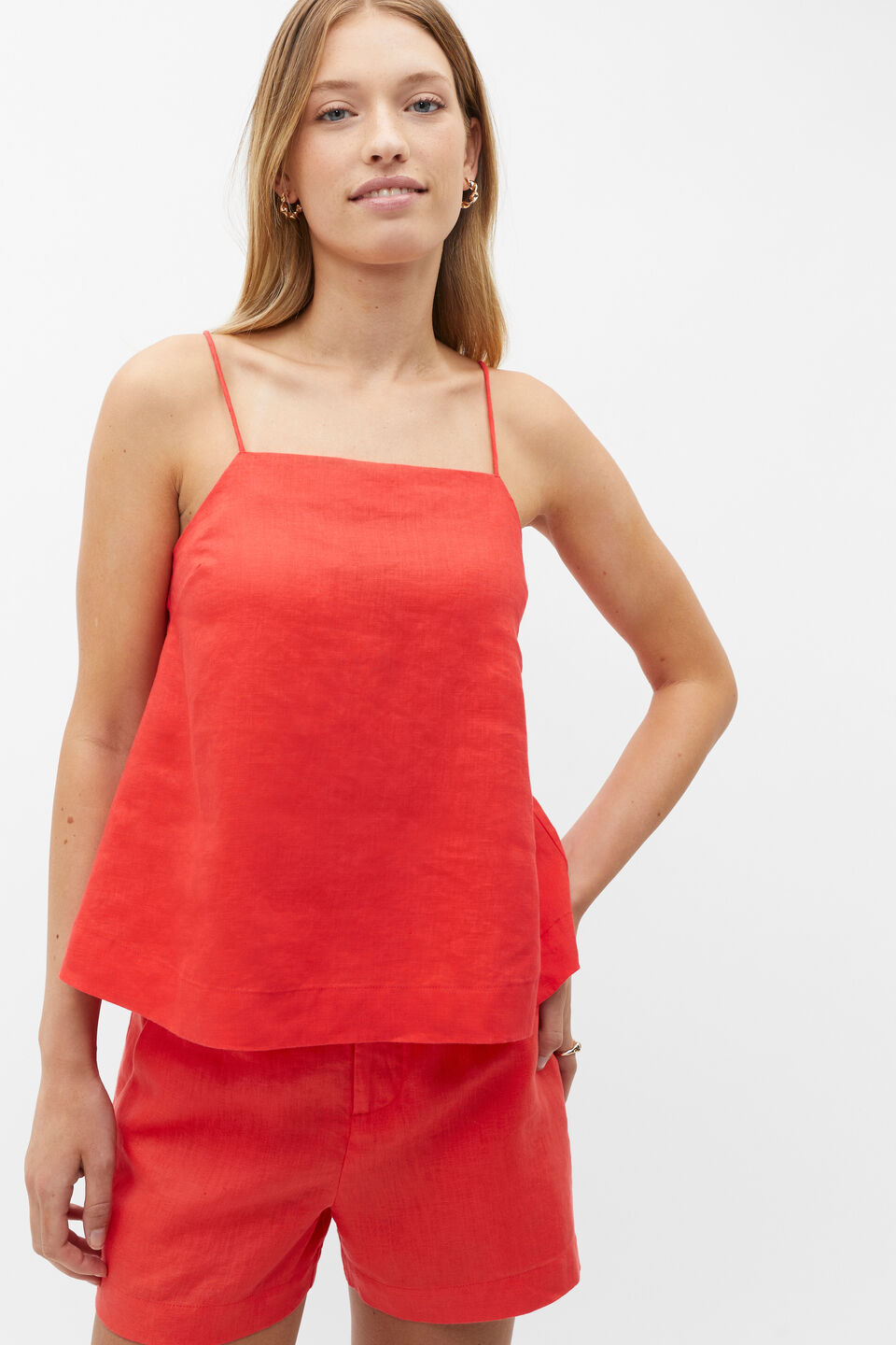 Core Linen Camisole  Strawberry Red