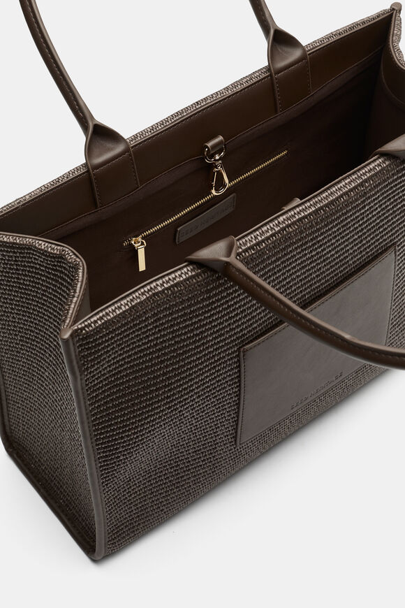 Structured Woven Tote  Dark Espresso  hi-res