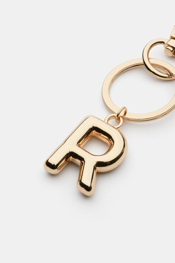 Gold Initial Keyring  R  hi-res
