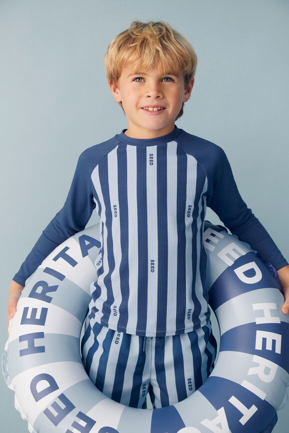Stripe Logo Rashvest  Washed Navy Stripe  hi-res