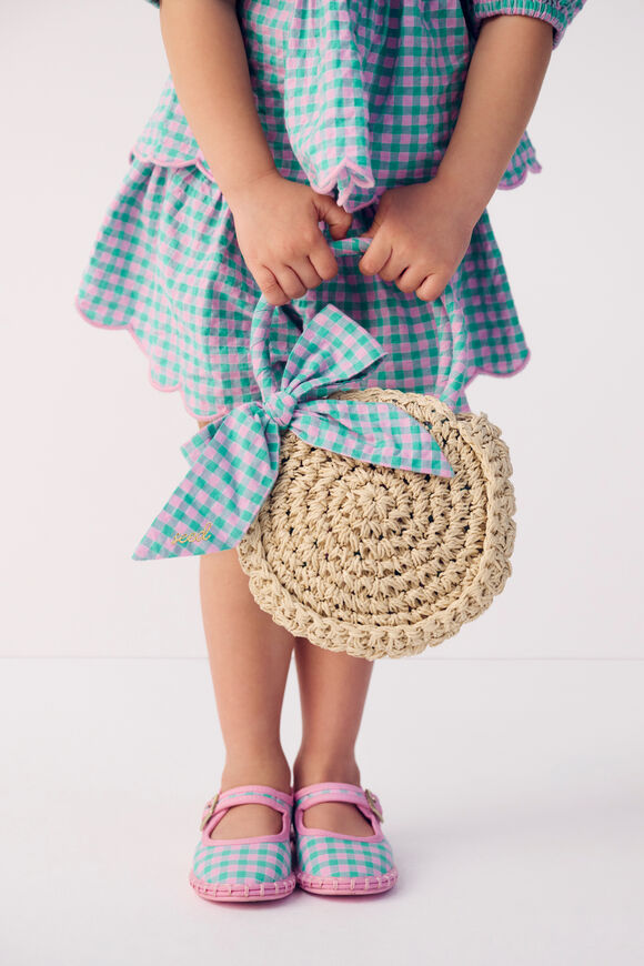 Gingham Straw Bag  Natural  hi-res