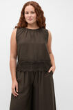 Crinkle Lace Trim Crop Tank  Dark Espresso  hi-res