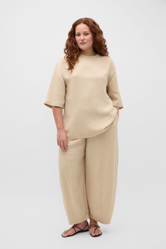 Textured Twill Longline Top  Warm Sand  hi-res
