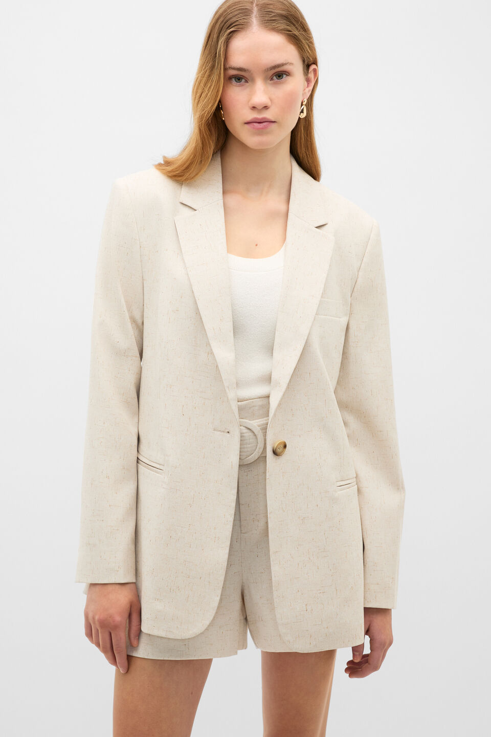 Tailored Nep Blazer  Coconut Cream