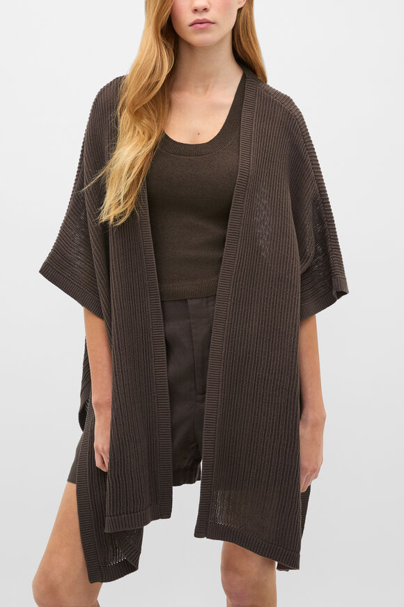 Open Weave Poncho  Dark Espresso  hi-res