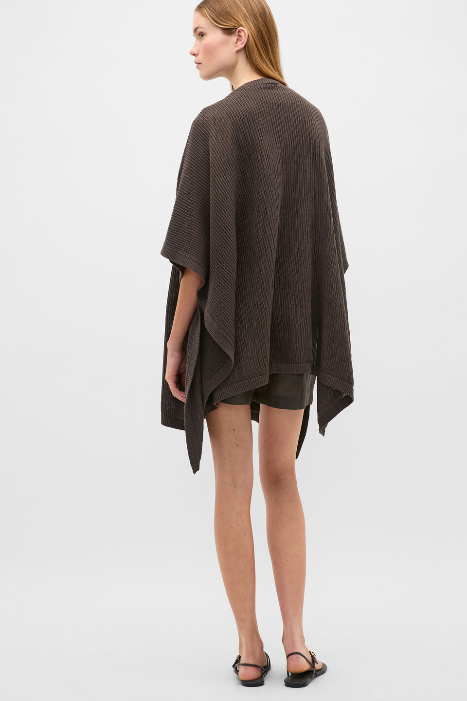 Open Weave Poncho  Dark Espresso