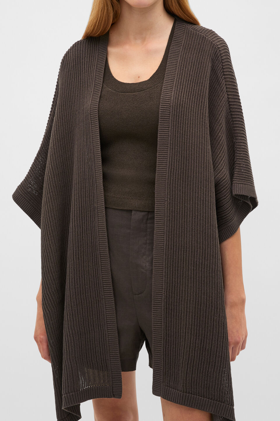 Open Weave Poncho  Dark Espresso