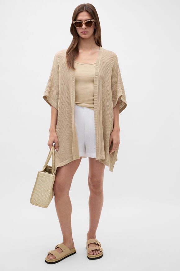Open Weave Poncho  Warm Sand  hi-res