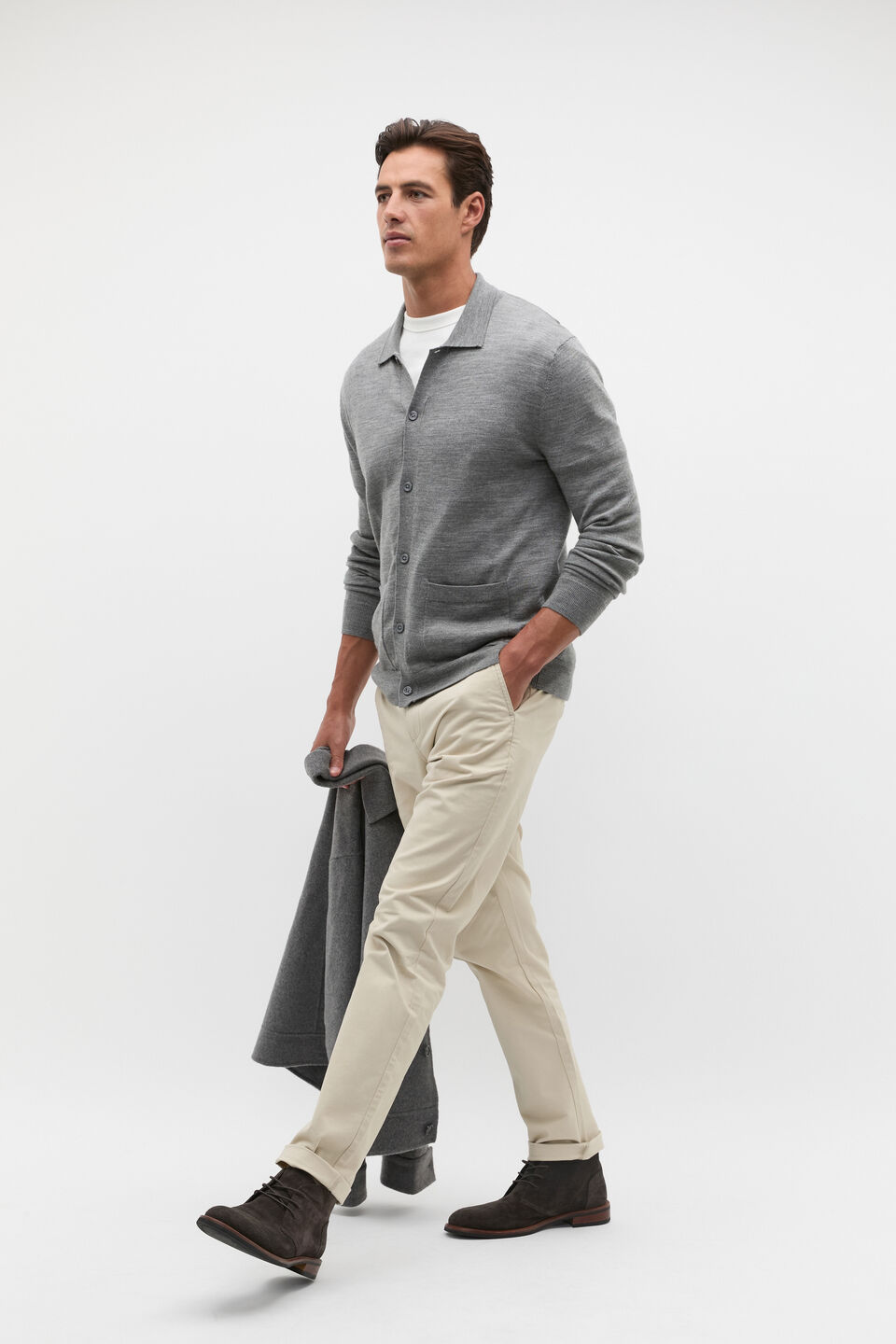 Merino Wool Cardigan  Vintage Grey Marle