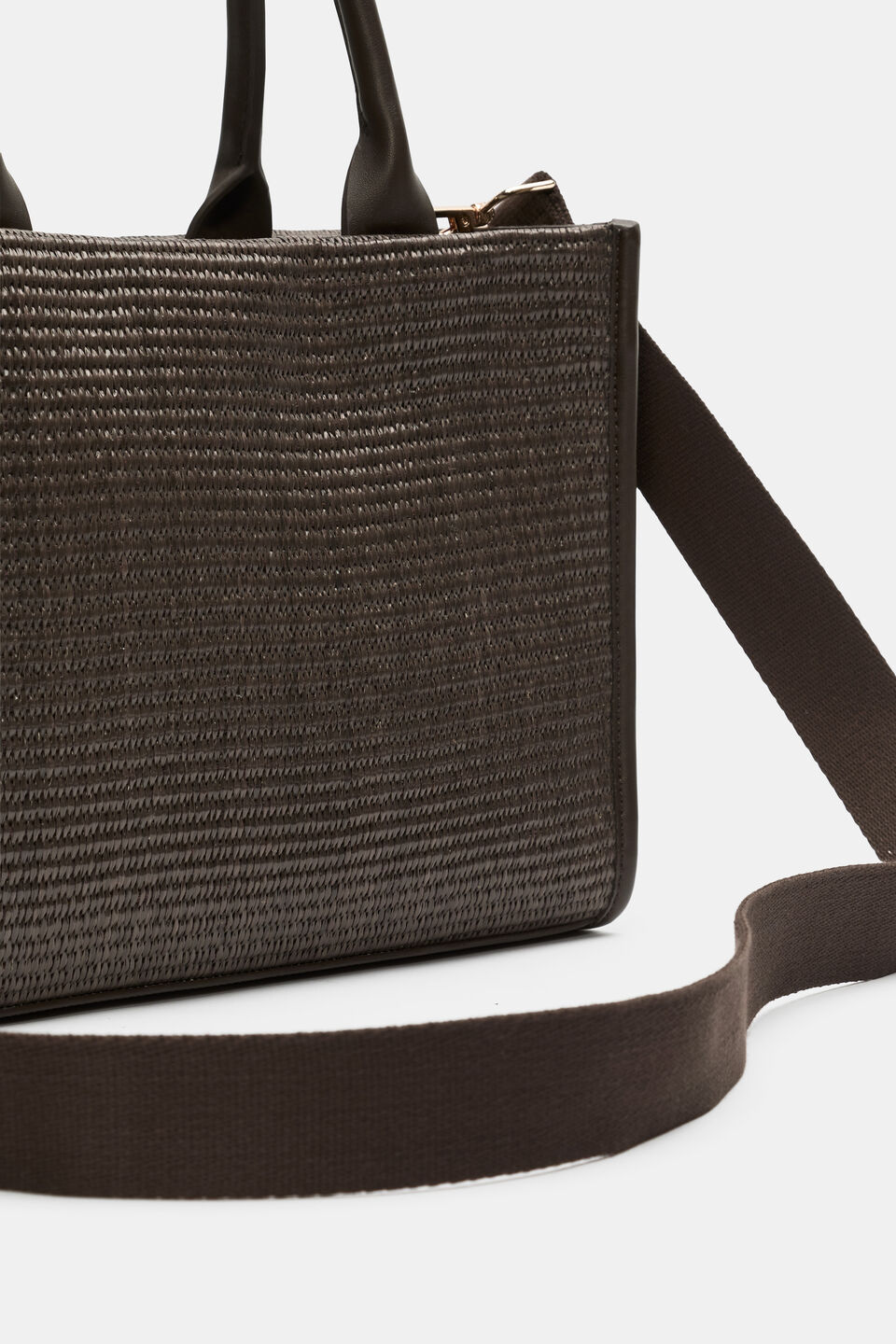 Structured Woven Mini Tote  Dark Espresso