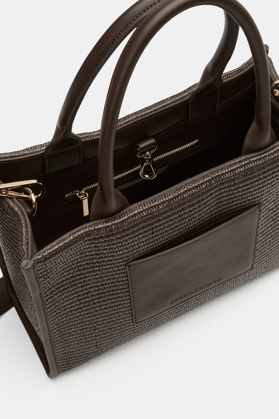 Structured Woven Mini Tote  Dark Espresso