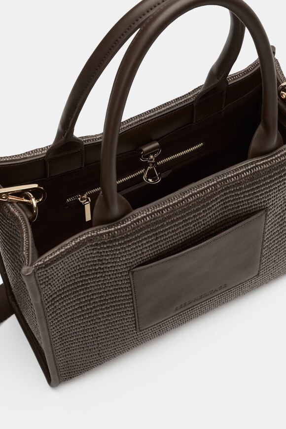 Structured Woven Mini Tote  Dark Espresso  hi-res