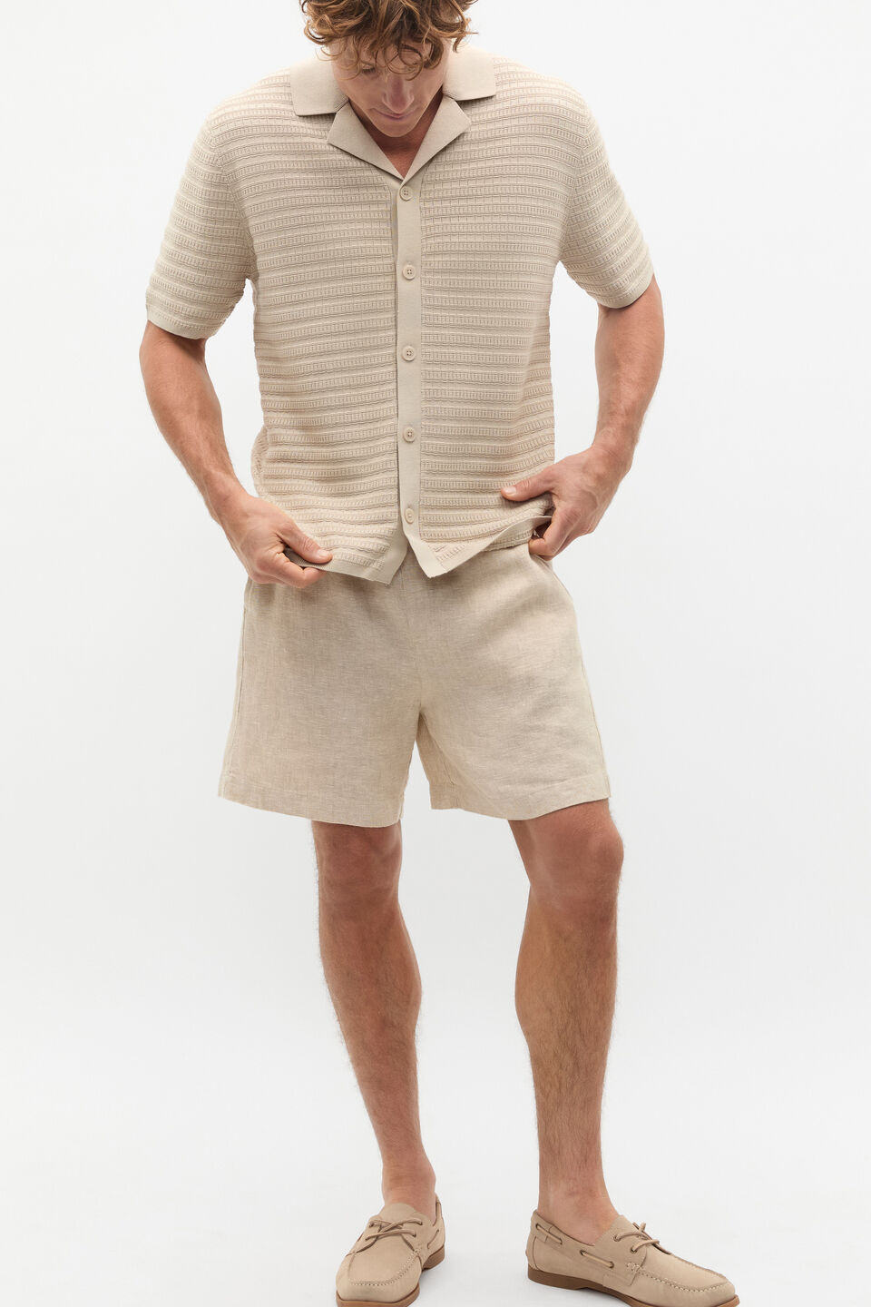 Patterned Knit Shirt  Almond
