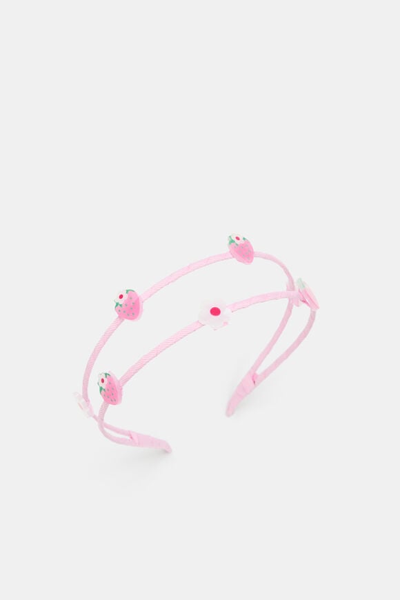 Strawberry Flower Double Headband  Candy Pink  hi-res