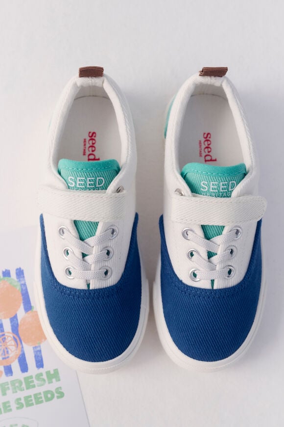 Colourblock Plimsole Sneaker  Bright Blue Multi  hi-res