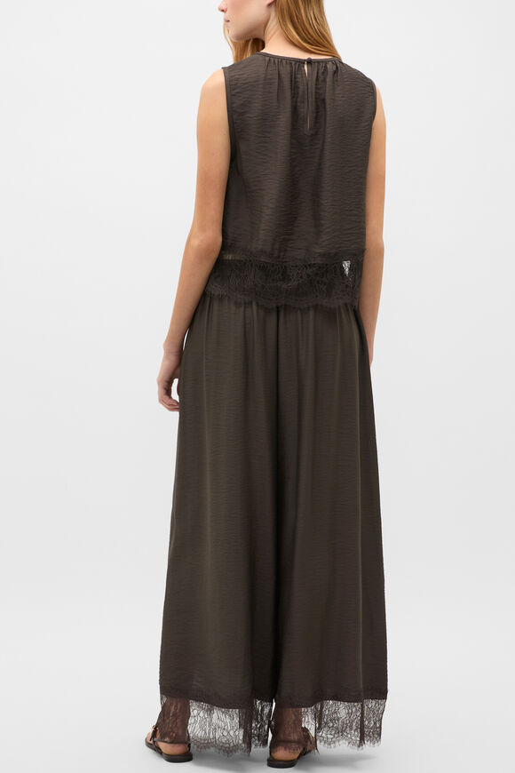 Crinkle Lace Trim Crop Tank  Dark Espresso  hi-res