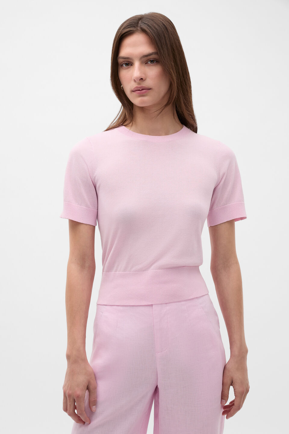 Sheer Knit Tee  Petal Pink