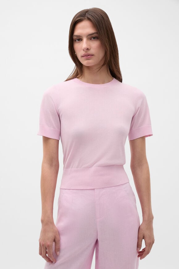 Sheer Knit Tee  Petal Pink  hi-res