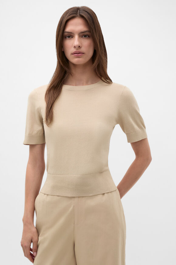 Sheer Knit Tee  Warm Sand  hi-res