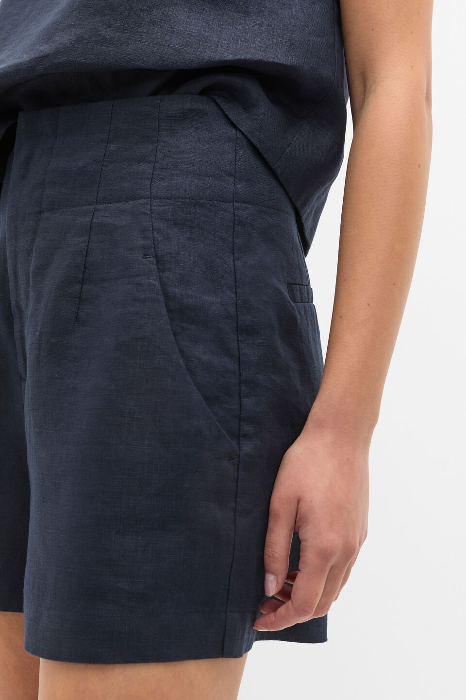 Core Linen Waisted Short  Twilight Blue
