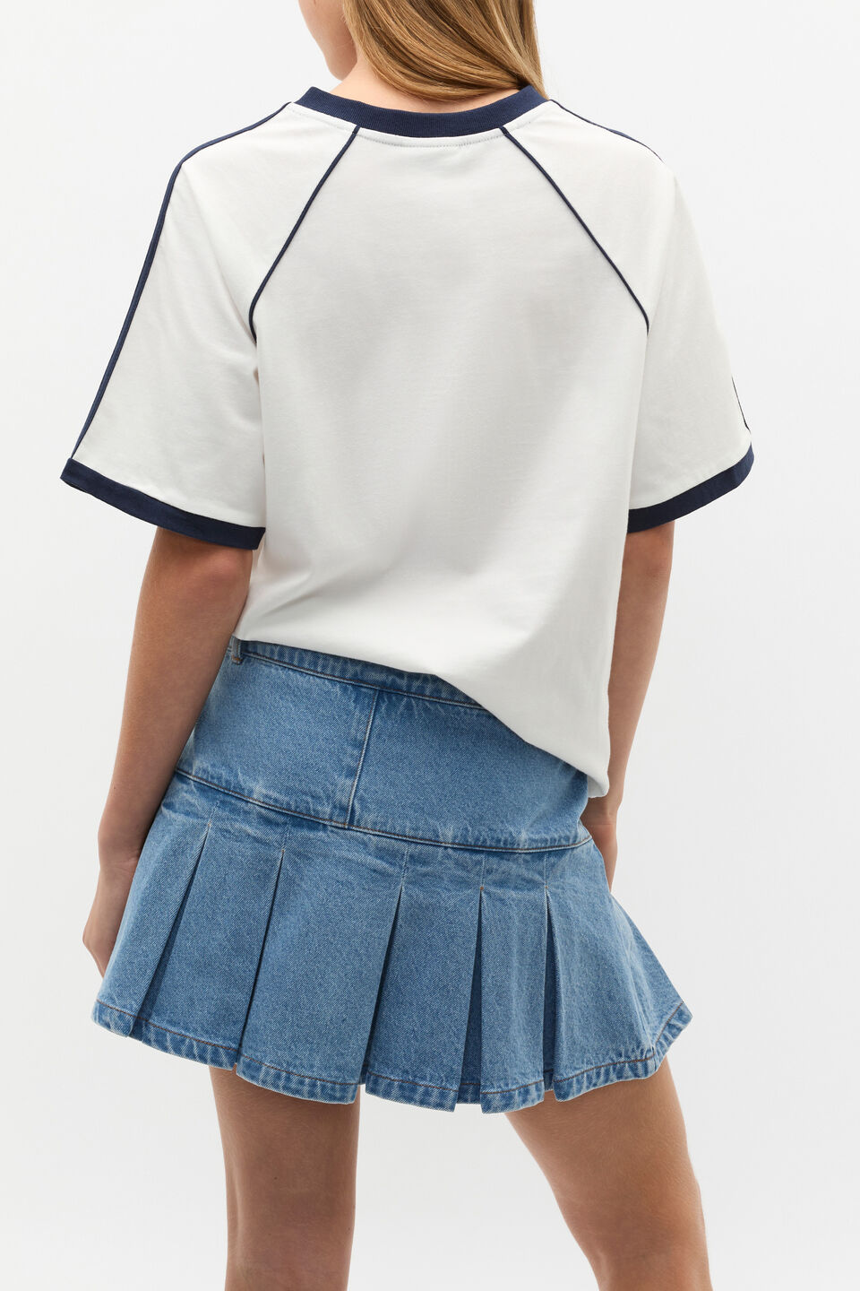 Pleat Denim Skort  Ocean Haze Wash