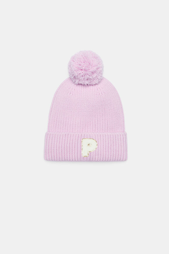 Glitter Initial Beanie  P  hi-res