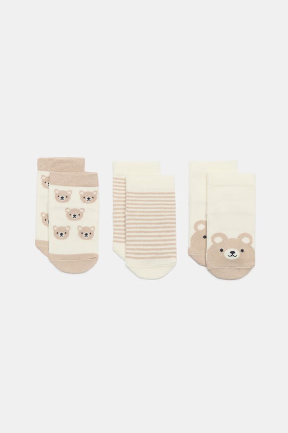 Baby Bear Sock 3 Pack  Nutmeg  hi-res
