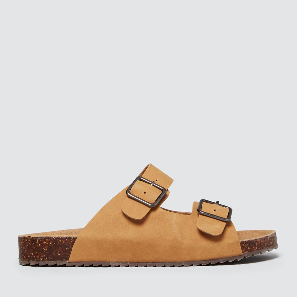 Tan Double Buckle Slide  