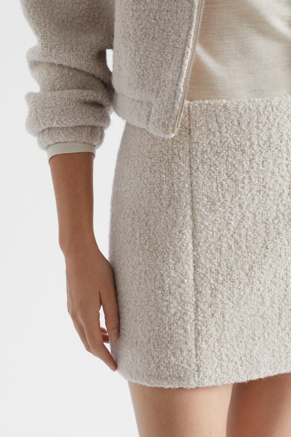 Boucle Mini Skirt  Oat