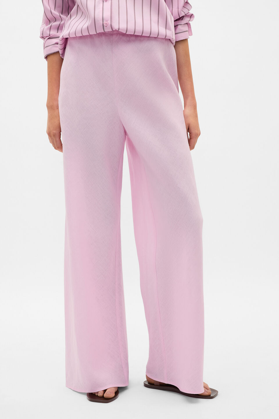 Core Linen Easy Wide Leg Pant  Petal Pink