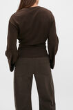 Cotton Long Sleeve Waisted Top  Coffee Bean  hi-res