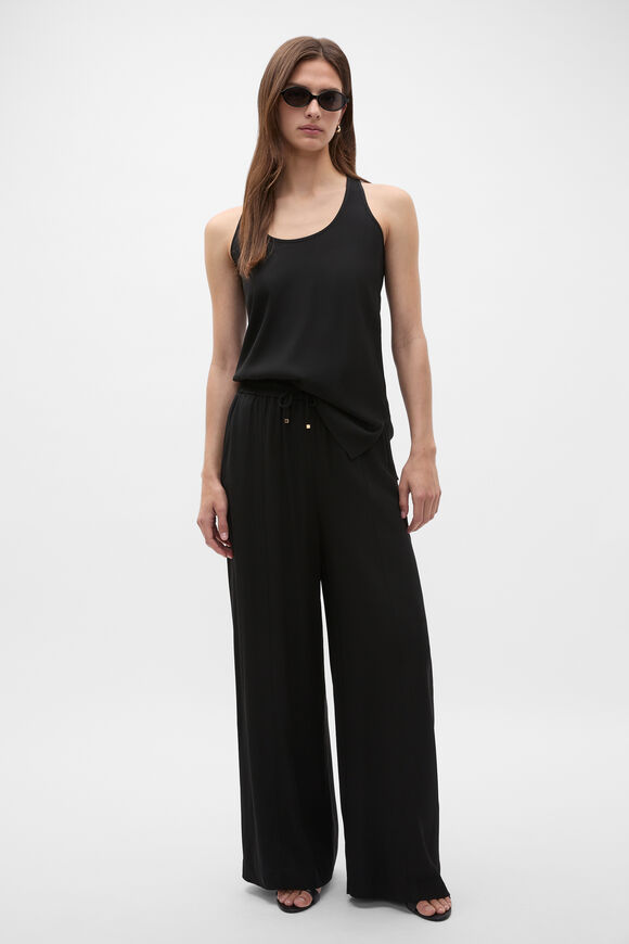 Satin Back Wide Leg Pant  Black  hi-res