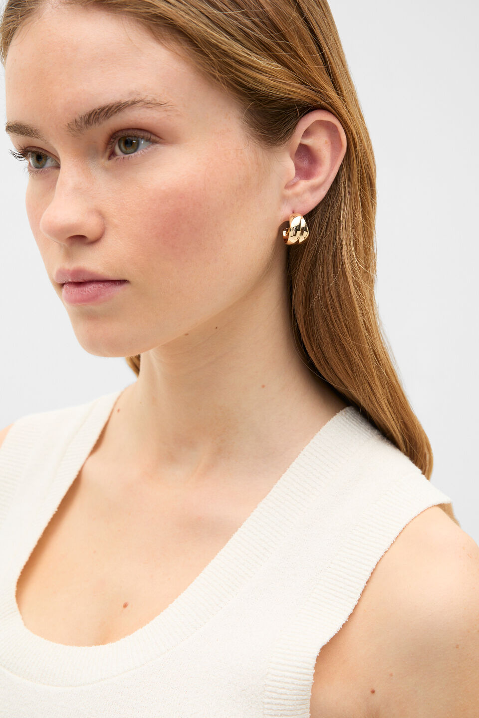 Layered Curved Earring  Gold