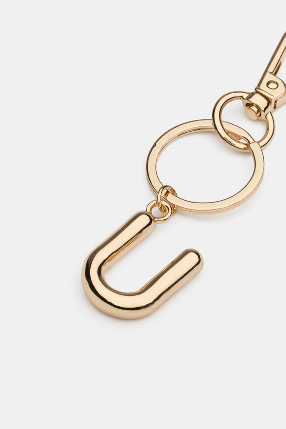 Gold Initial Keyring  U  hi-res