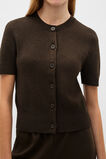 Boucle Short Sleeve Cardigan  Dark Espresso  hi-res