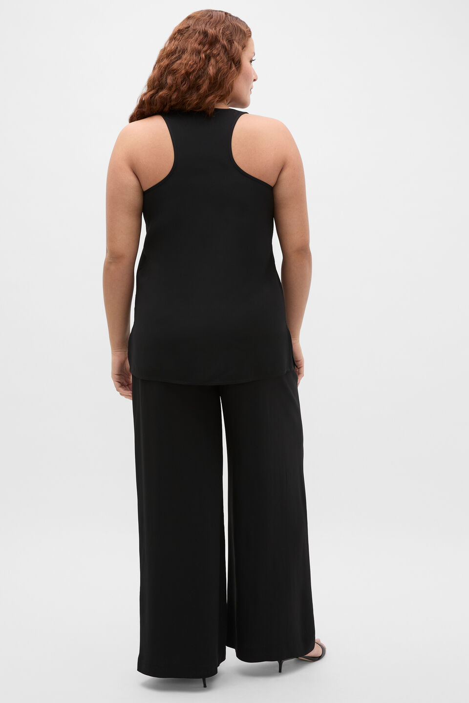 Satin Back Longline Tank  Black