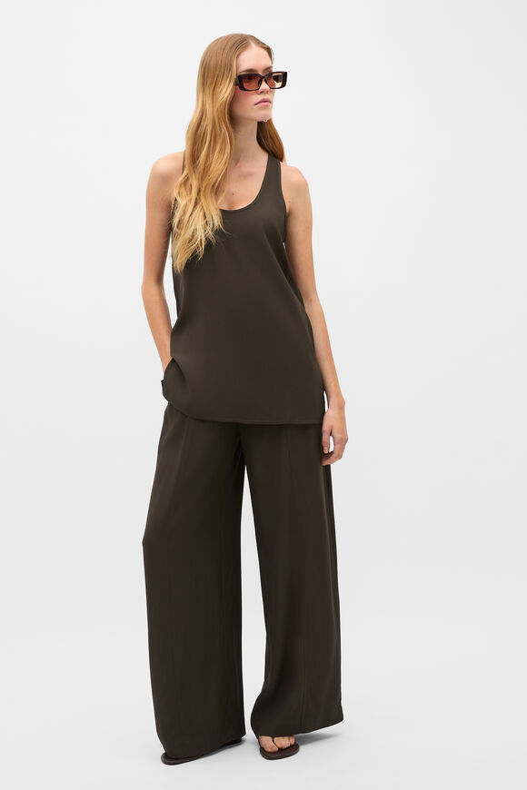 Satin Back Longline Tank  Dark Espresso  hi-res
