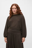 Fine Knit Bubble Sleeve Top  Dark Espresso  hi-res