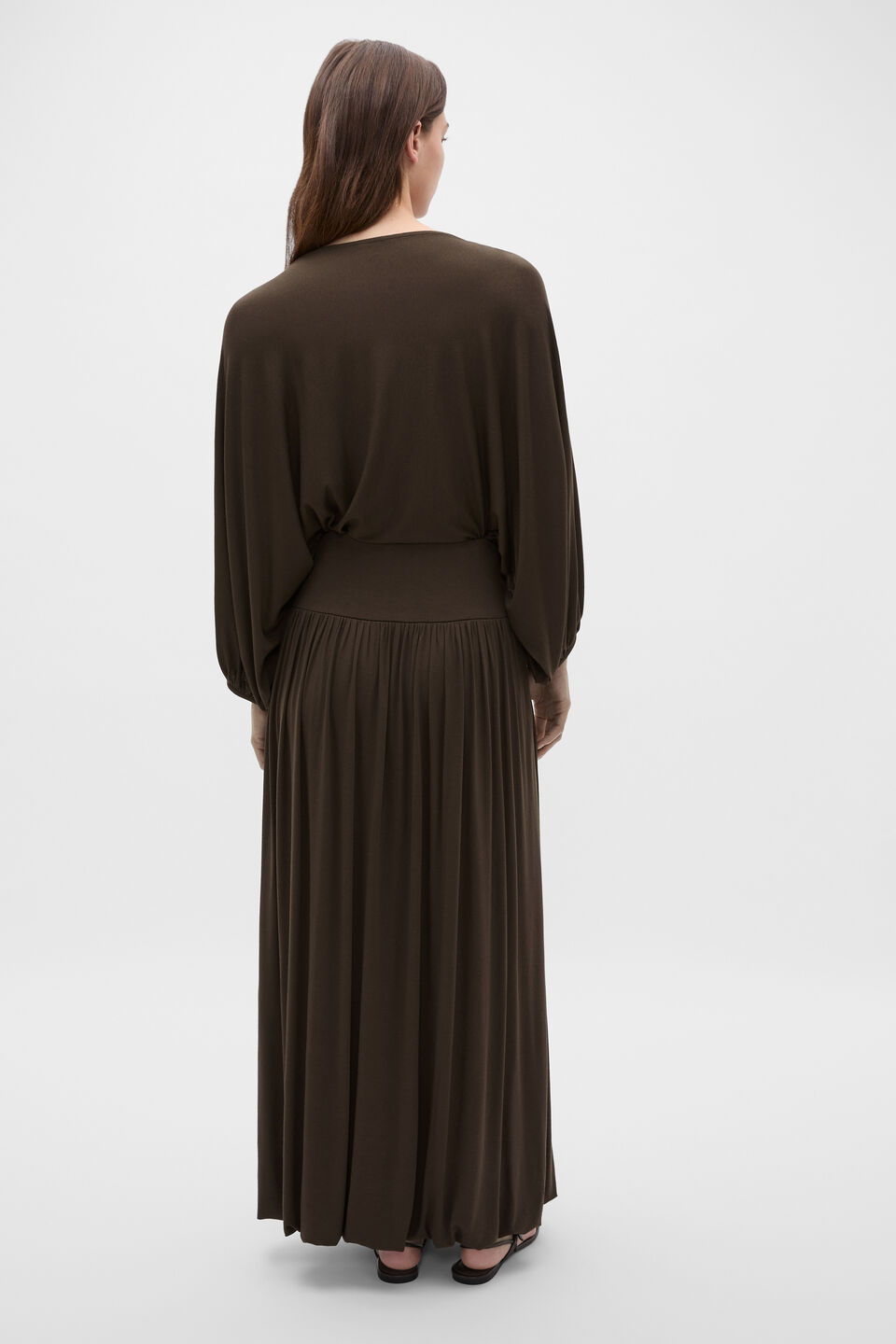 Fine Knit Bubble Midi Skirt  Dark Espresso