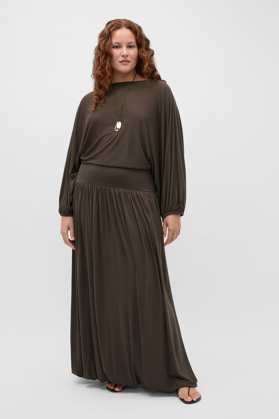 Fine Knit Bubble Midi Skirt  Dark Espresso
