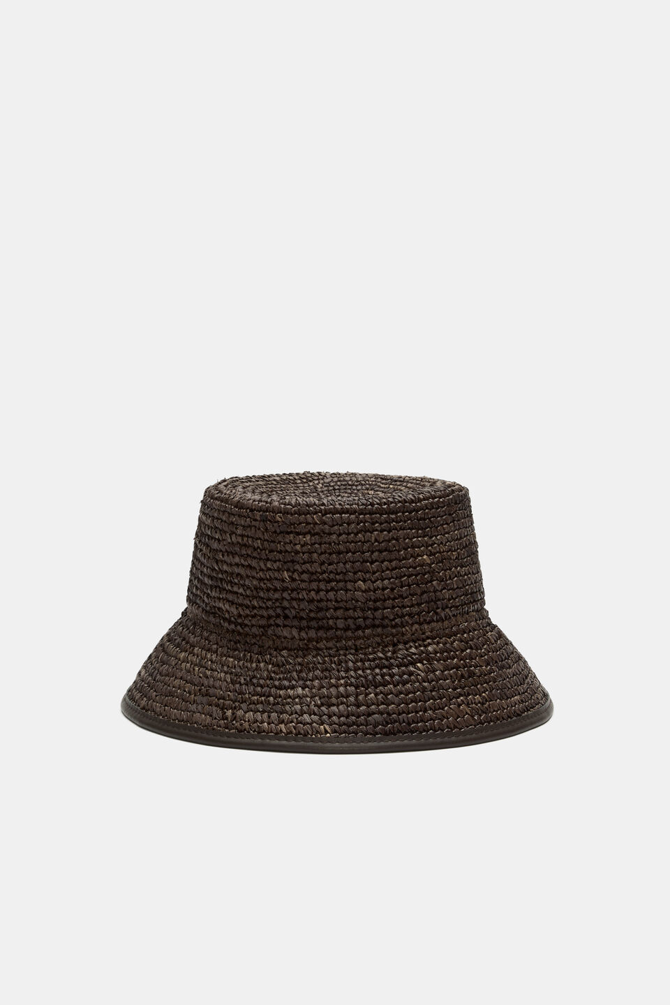 Trim Detail Raffia Bucket Hat  Dark Espresso
