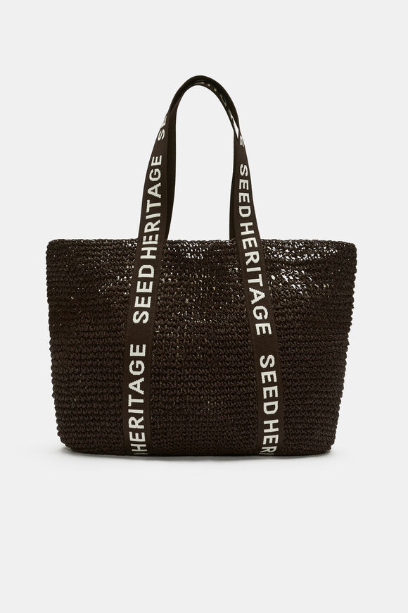 Logo Woven Tote  Dark Espresso  hi-res