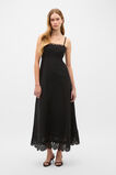 Linen Blend Cutwork Midi Dress  Black  hi-res