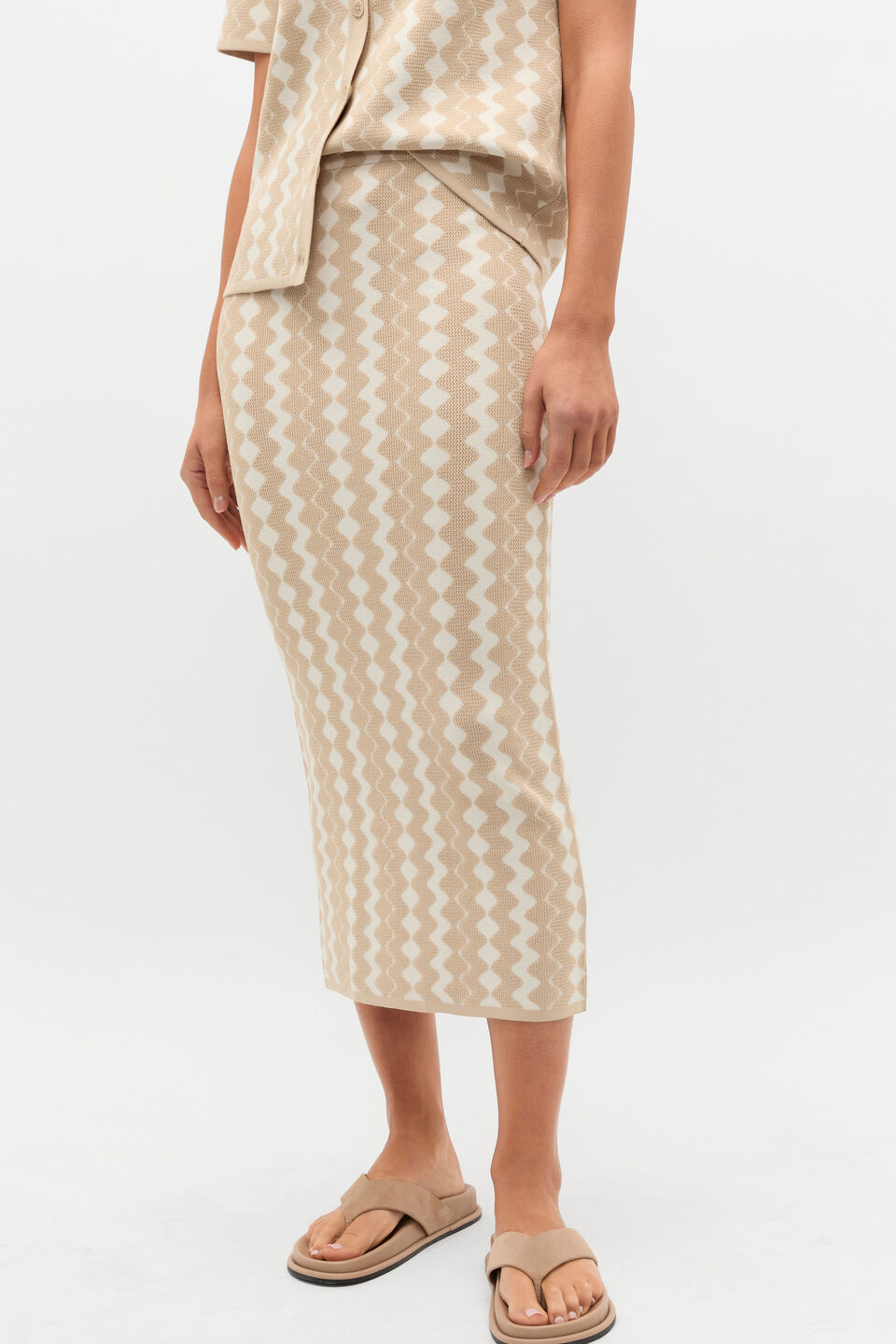 Jacquard Knit Skirt  Ecru
