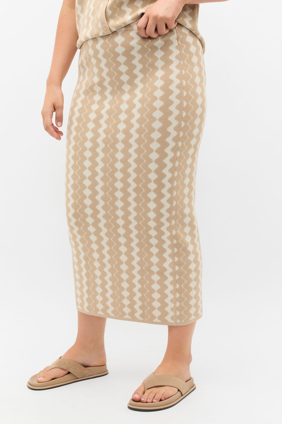 Jacquard Knit Skirt  Ecru
