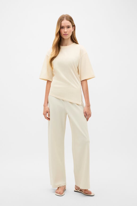 Waisted Asymmetrical Hem Tee  Coconut Cream  hi-res