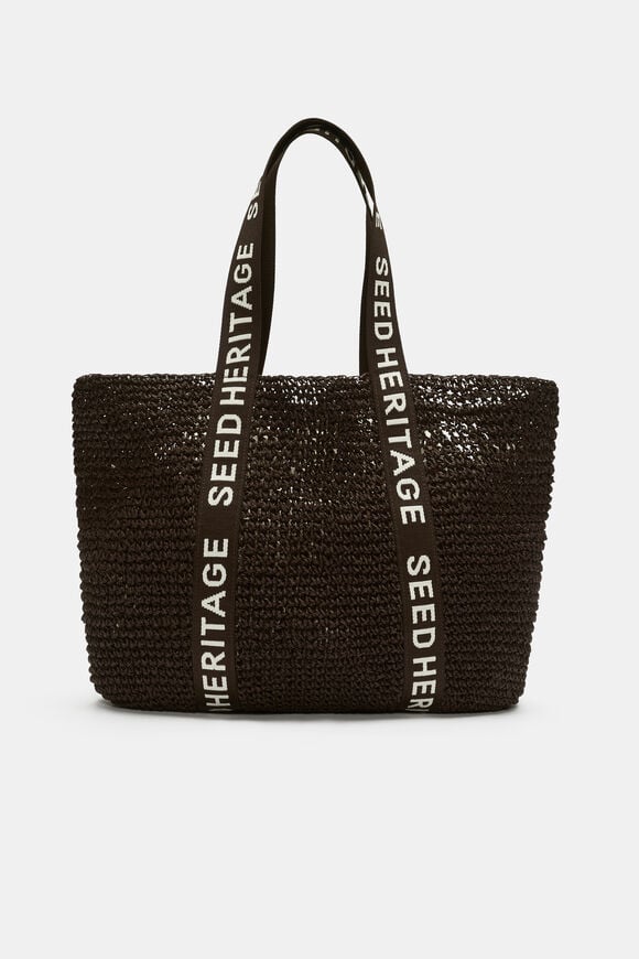 Logo Woven Tote  Dark Espresso  hi-res