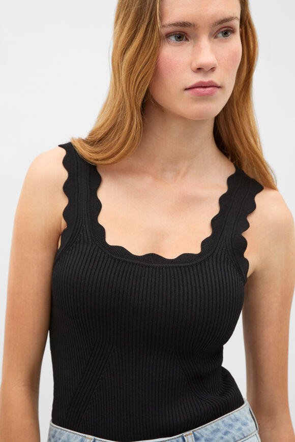 Scallop Knit Top  Black  hi-res